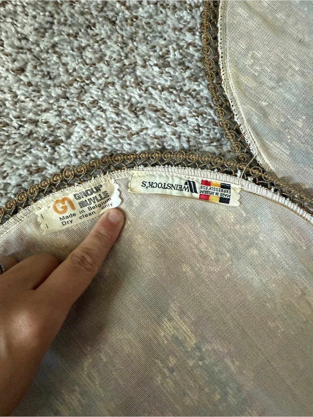 Vintage Belgium Floral Tapestry Doily Round set of 3